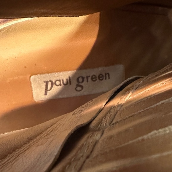 Paul Green Brown Leather Peep Toe Sling Back Side Zip Bootie/Heels Women’s Sz 7 - Picture 7 of 10